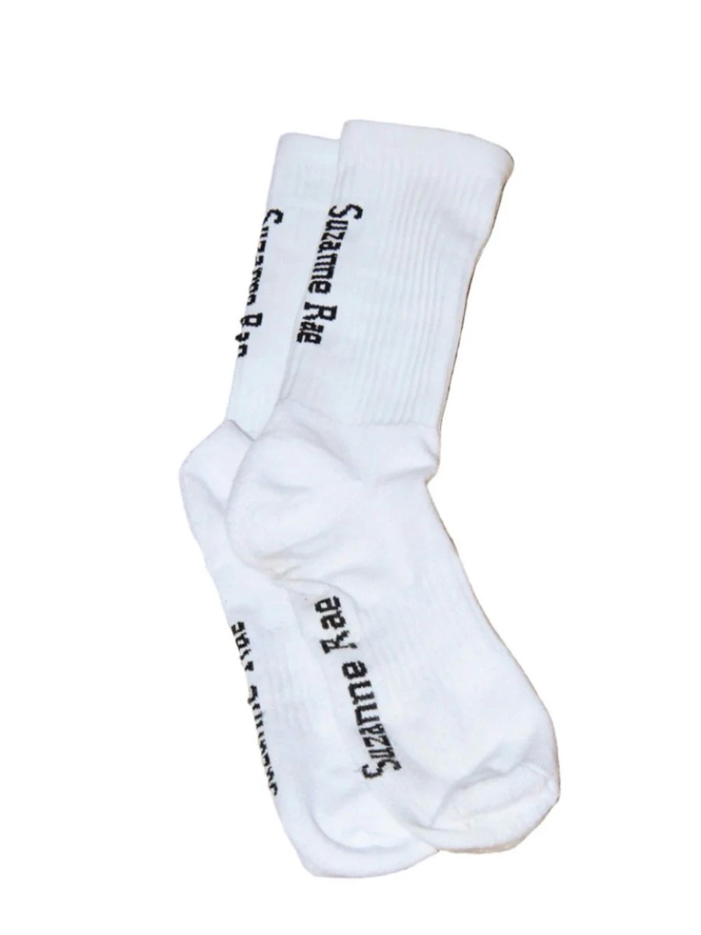 Suzanne Rae Tube Socks 2-Pack Medium Size 39-42 White with Black Logo NWT! $36